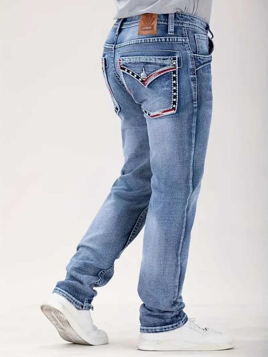 Spodnie Dżinsowe Slim-Fit z Haftem XL 54 / NOWE