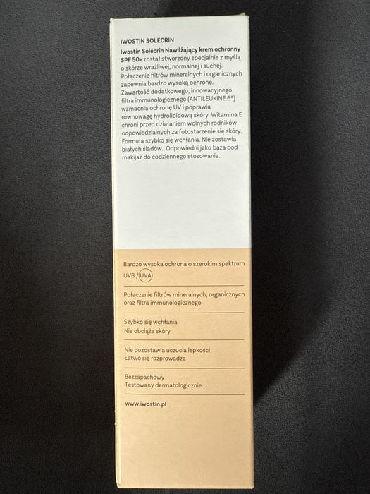 Iwostin Solecrin nawilżający krem ochronny SPF 50
