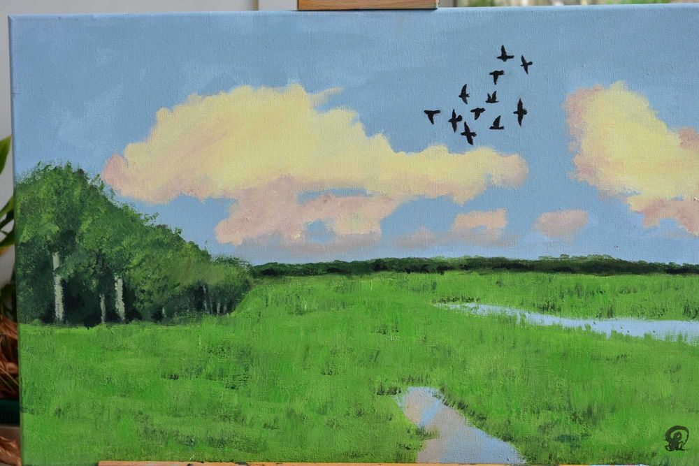 Quadro - Pintura a Acrílico Original "Prados de Migração"