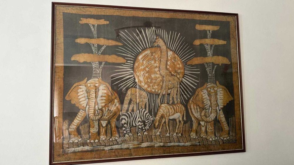 Quadro em moldura madeira e vidro Batike, 180x160 cm