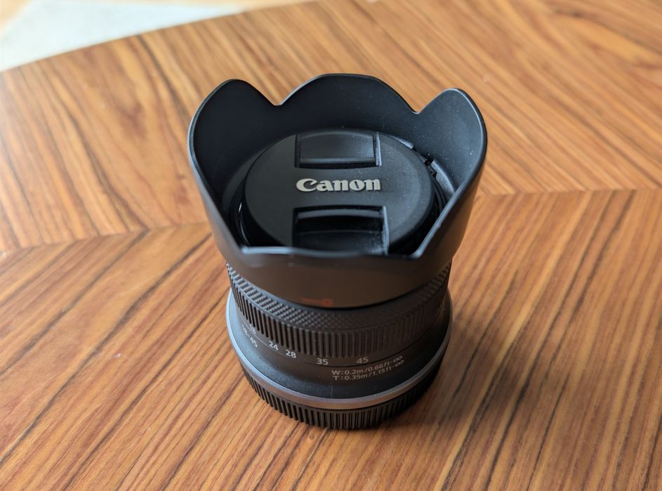 Canon RF-S 18-45mm com garantia e lens hood