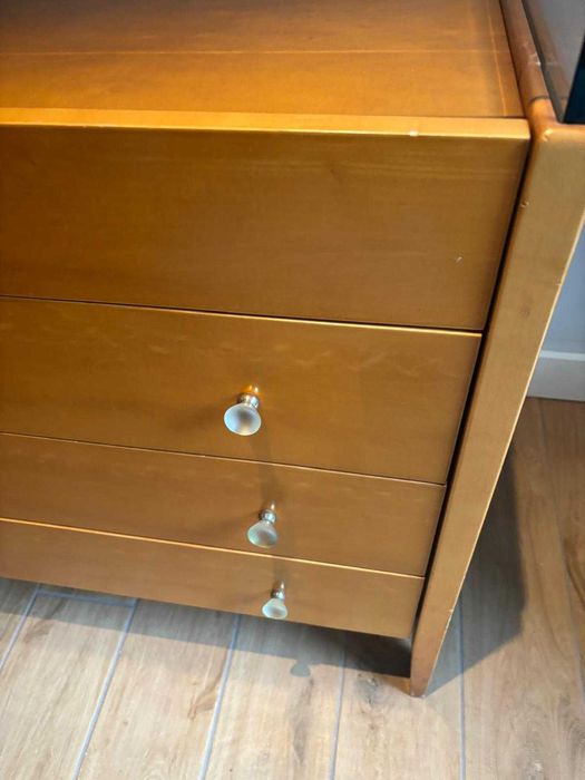 Designerska komoda z giętym szkłem | Styl Vintage / Retro | Unikat!