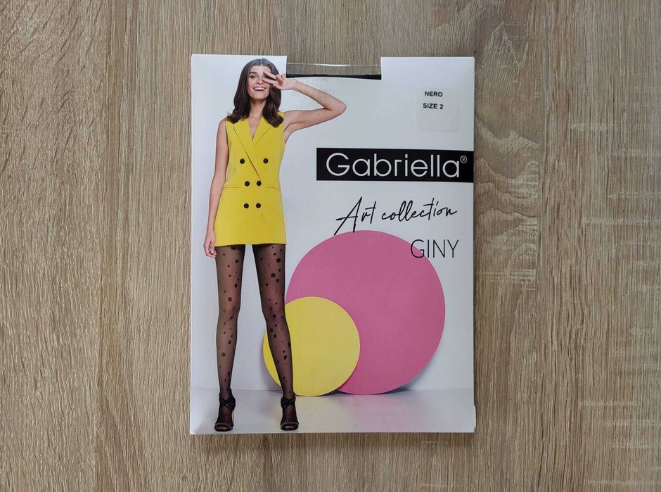 Damskie rajstopy w grochy, rajstopy w kropki GINY czarne - 2/S