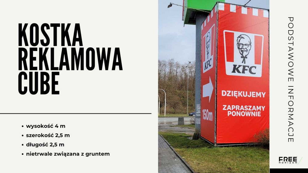 Kostka reklamowa tablica reklamowa CUBE 40 m2