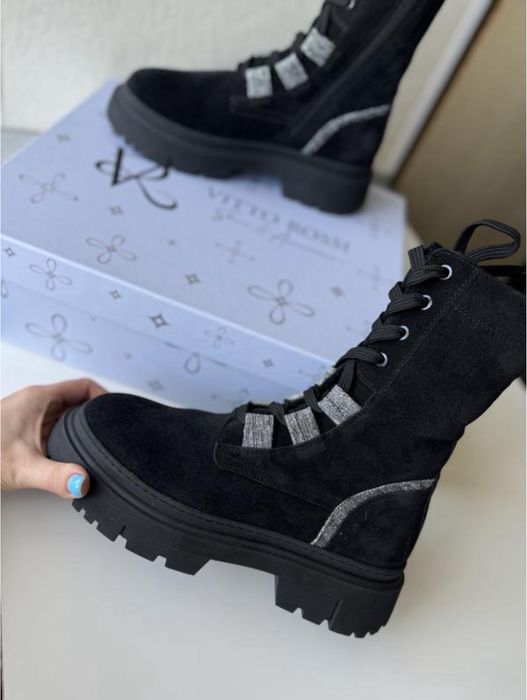 Жіночі зимові шкіряні ботинки з натуральної замші vitto rossi розмір37