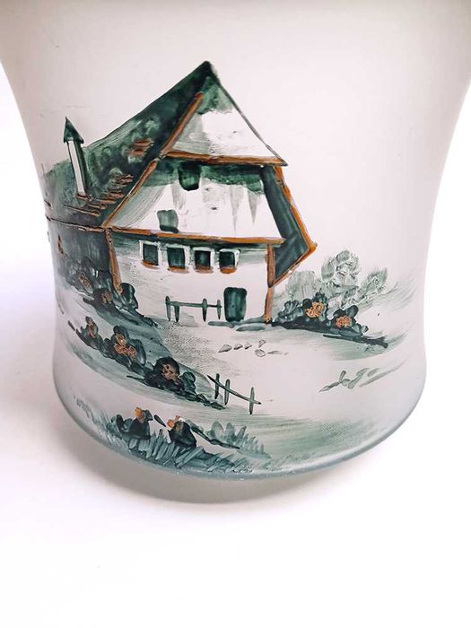 Frasco Bomboneira Vidro Fosco Vintage Boleira Campestre Pegas Metal