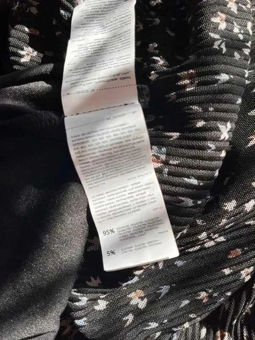 Czarna biała długa maxi plisowana sukienka długi rękaw Sinsay M 38