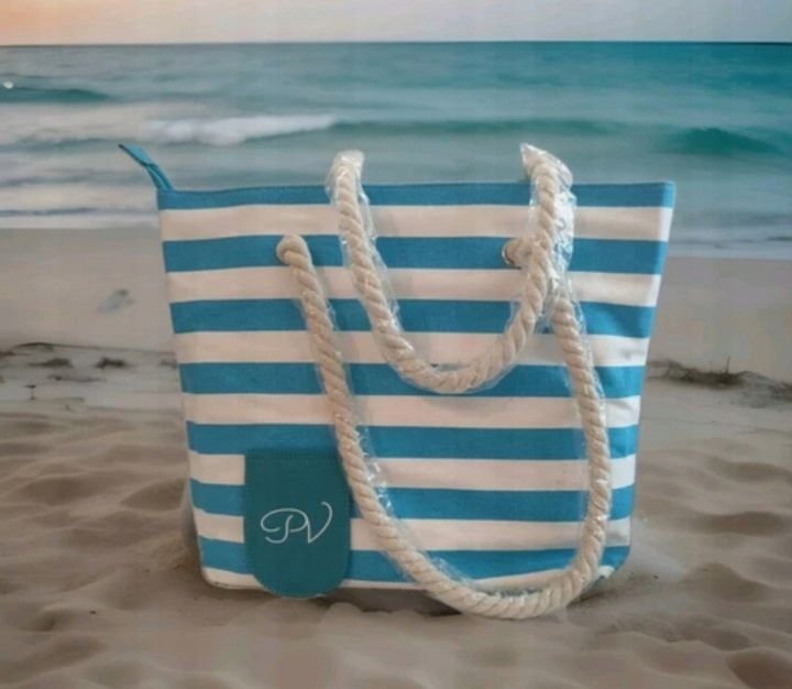 Torba plażowa PortoVino w paski z kieszenią i kranikiem na wino