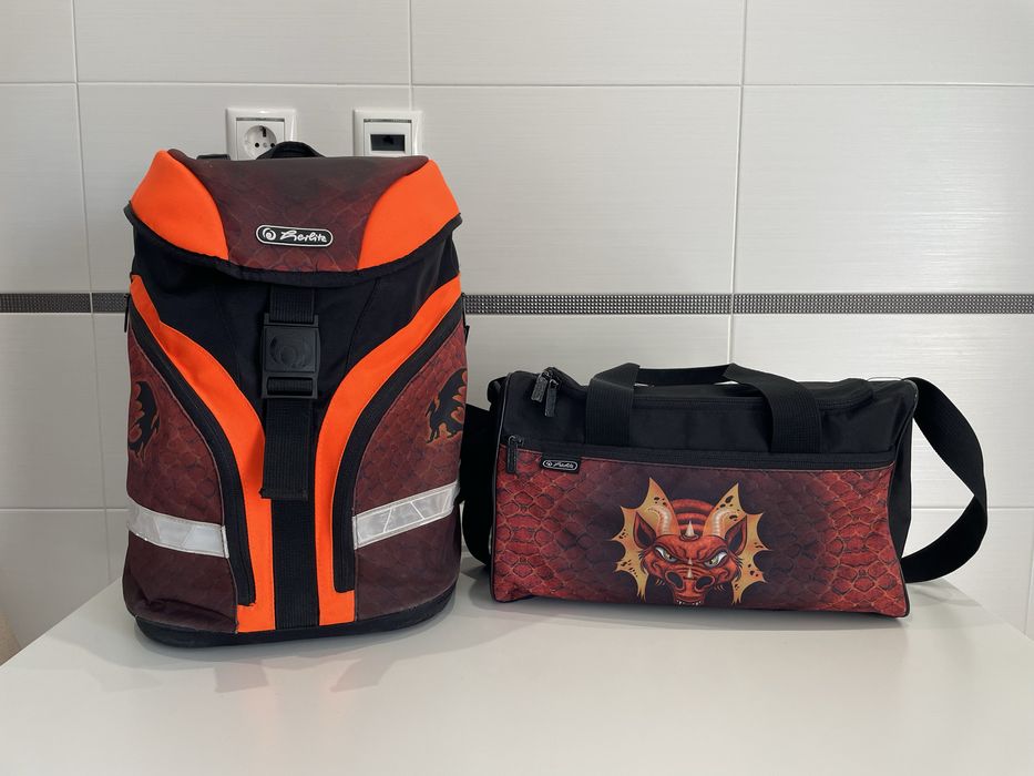 Mochila escolar Herlitz Motion Plus correia abdominal e saco desporto