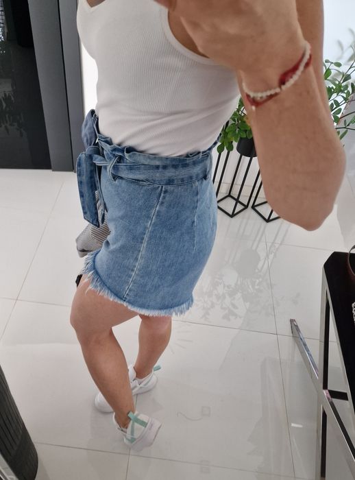 Szorty jeansowe Sister 36 34 wysoki stan wiązane