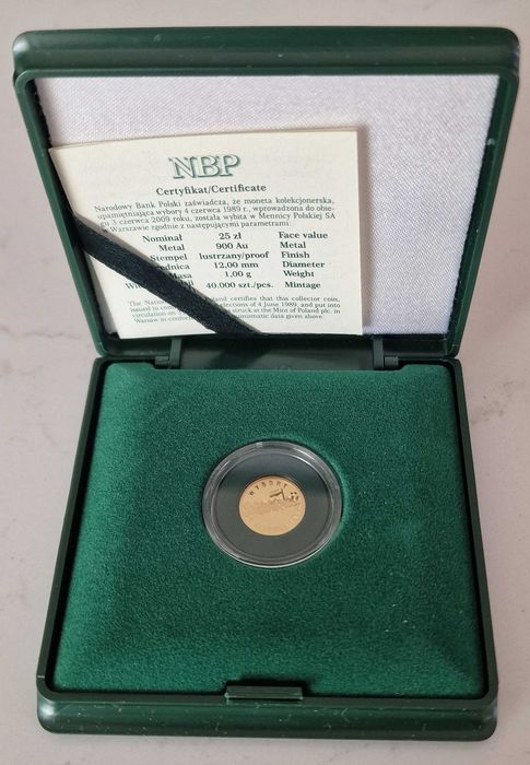 25 złotych 2009, Wybory 4 czerwca 1989, Solidarność, Złoto, Au 900