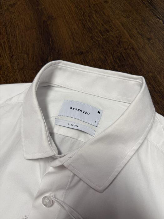 Koszula Męska Reserved Biała White Slim Fit Elegancka Klasyczna Basic