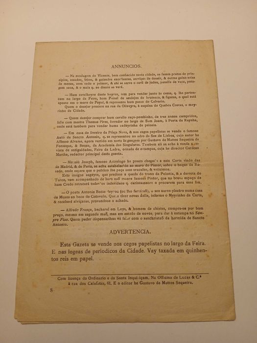 A Nova Gazeta de Lisboa de 1935