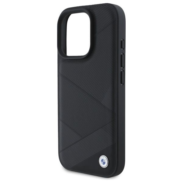 BMW BMHCP16X23RCGPK iPhone 16 Pro Max 6.9 czarny/black hardcase Sign Leather Crossing Lines Pattern
