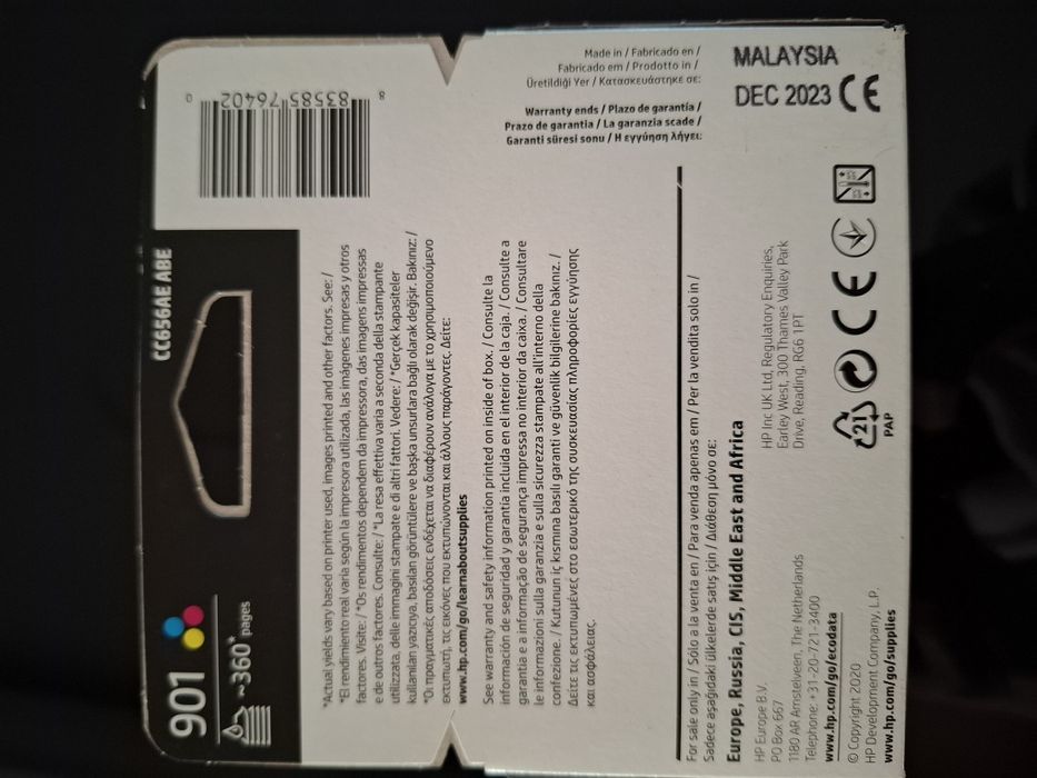 Tinteiro 901 tricolor HP novo