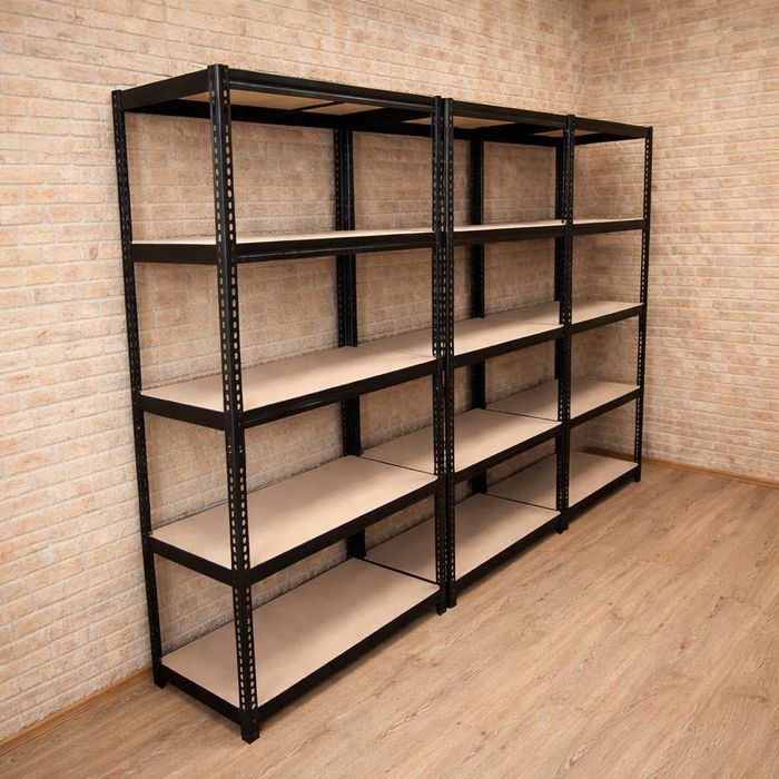 Стеллаж металлический серый черный размеры полки МДФ  выгодная цена