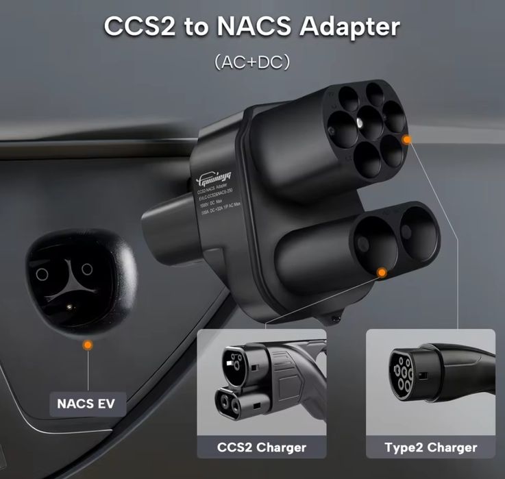 ЯКІСТЬ‼️Перехідник CCS2 TESLA + Type 2 Nacs 500A 250kw Guwieyg 32A Те
