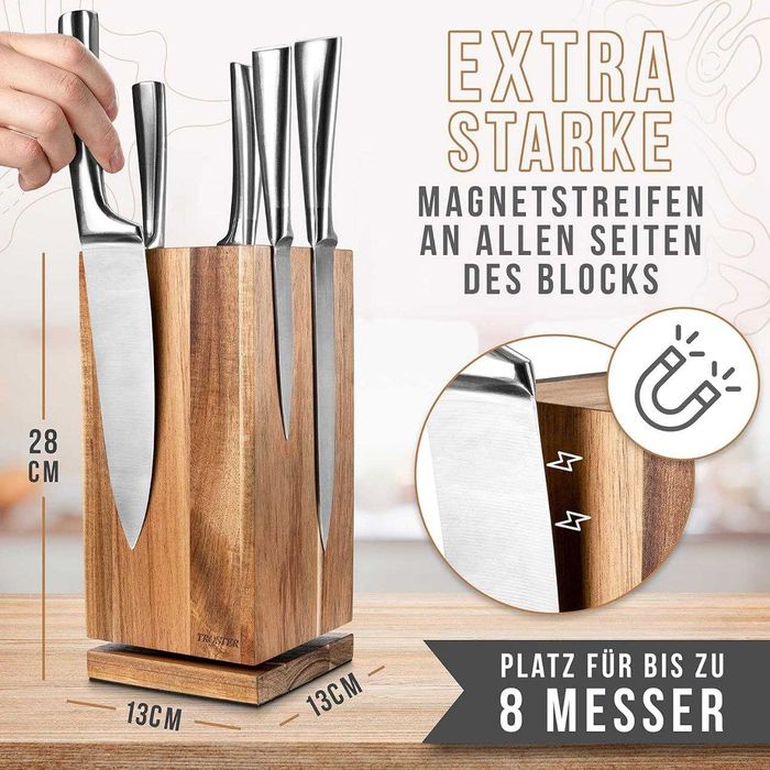 Дерев'яний магнітний тримач для ножів.