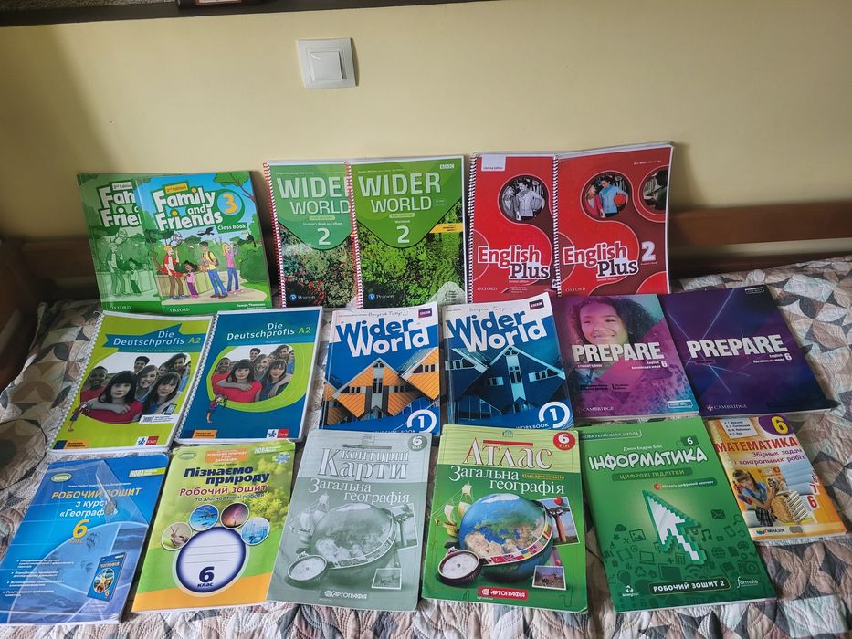 Підручники  нуш математика,географія,атлас,інформатика.1-6 клас
