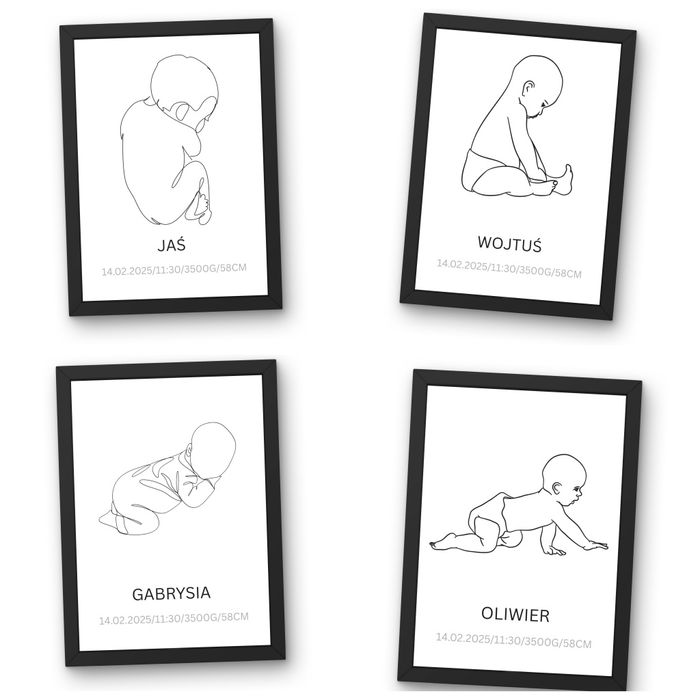 Metryczka urodzenia dziecka A4 z ramką