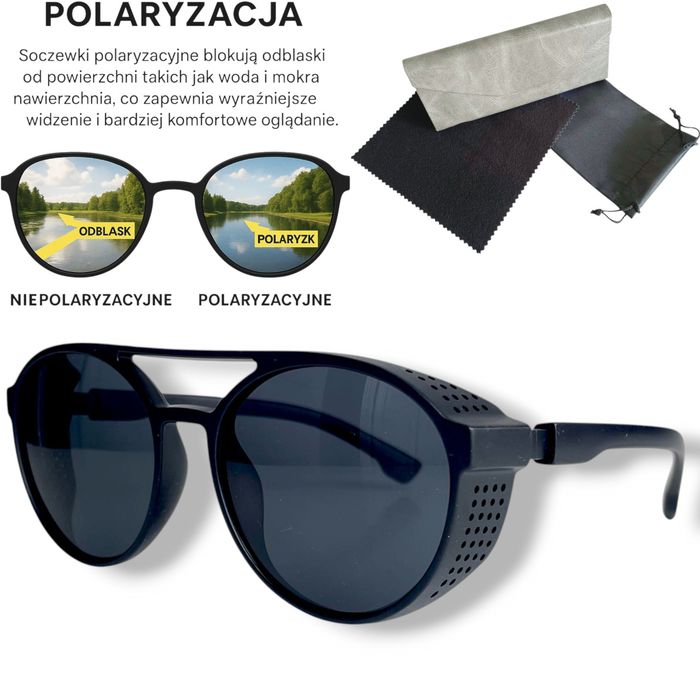 Okulary przeciwsłoneczne polaryzacyjne UNISEX etui zestaw