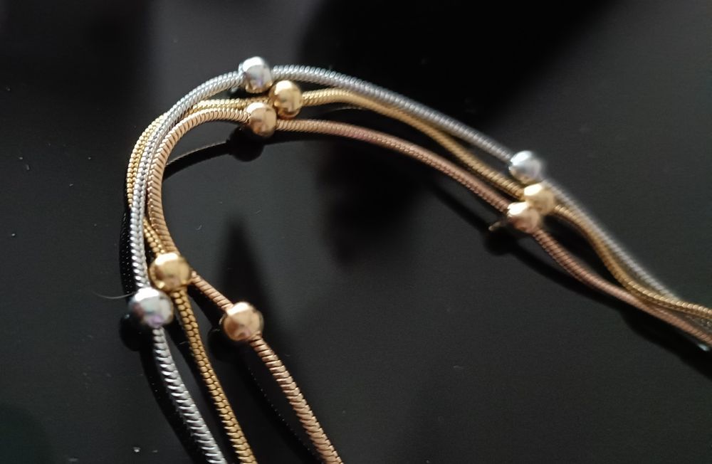 Pulseira bijuteria fina três tons