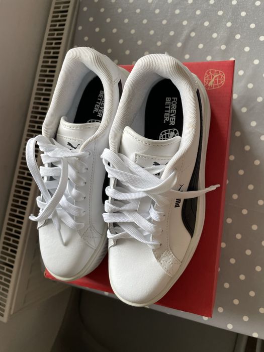 sneakersy Puma na platformie, biało-czarne, rozmiar 38