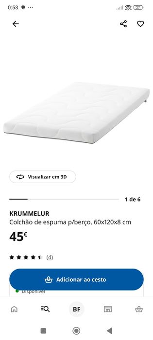 Colchão berço/cama de grades IKEA