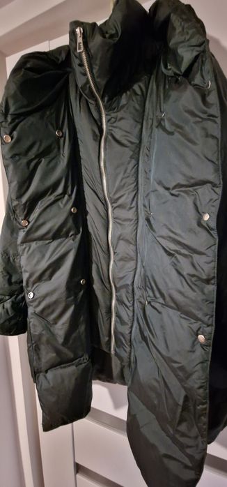 Kurtka parka puchowa puch pierz Zara zielony khaki zima