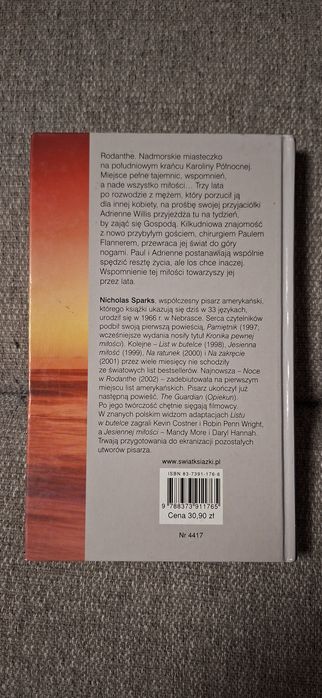 Książka Nicholas Sparks "Noce w Rodanthe"