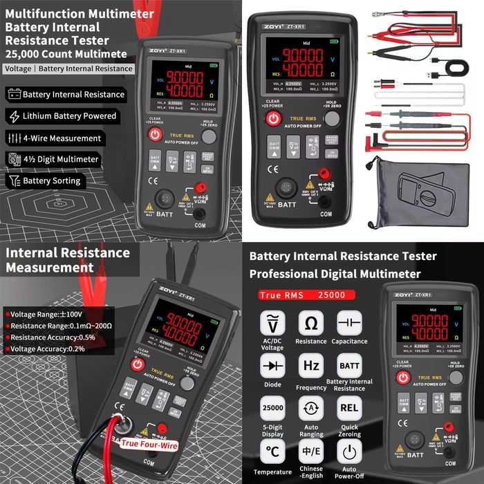 TS457 YR1035+ ZT-XR1 FNIRSI HRM10 Pro тестер аккумуляторов, щупы, кейс