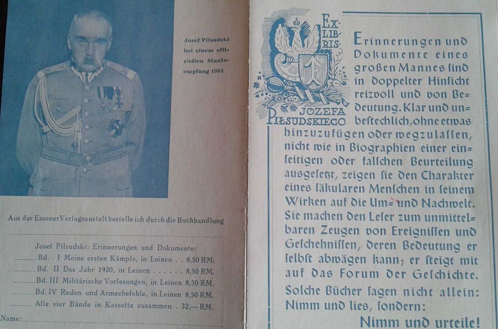 Folhetos: Marechal Pilsudski (anos 30) e Apostolado da Oração (1974)