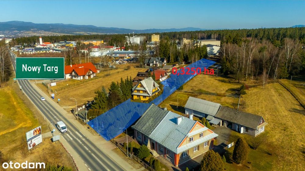 Dwa budynki na 0,3250 ha, mieszkalnictwo i biznes tuż przy Nowym Targu