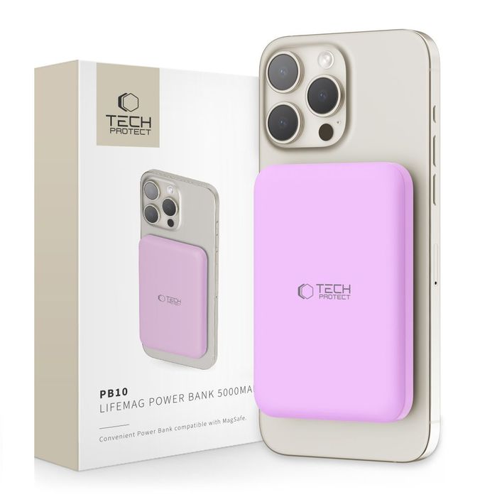 Tech-Protect PB10 lifemag MagSafe power bank 5000 mAh lilac