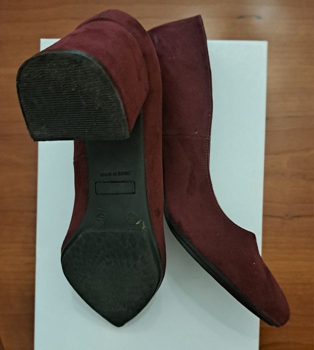 Sapatos T.37- Seaside Veludo Bordô - tacão  6cm quadrados