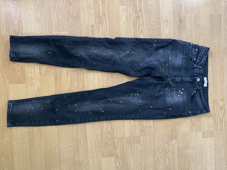 Dzinsy czarne nakrapiane 36