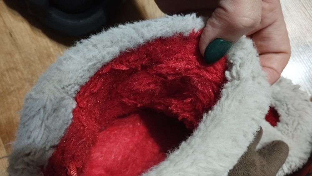 Kapcie pantofle buty świąteczne reniferami dl podeszwy zewnątrz 21 cm.