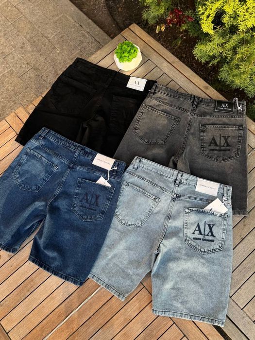 Шорти Armani Exchange джинсові чоловічі джинси Армані чорні | шорты Армани Ексчендж мужские джинсы Армани шорты джинсовые синие