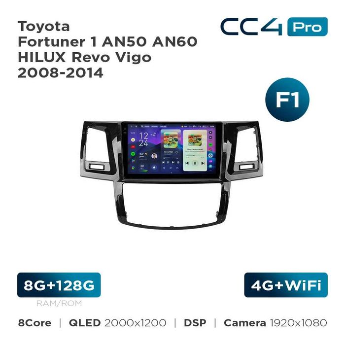 Штатна магнітола Teyes CC4 Pro 2k 8+128 G Toyota Fortuner Toyota HILUX