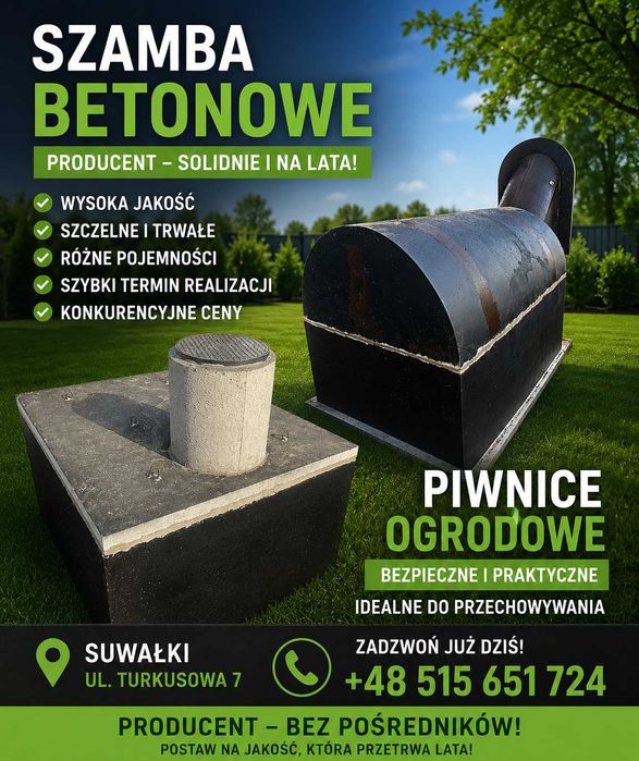 Szamba betonowe, Piwnice Ziemianki SUCHOWOLA