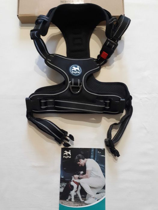 Шлейка для собак без тяги PoyPet, світловідбивна з переднім повідцем