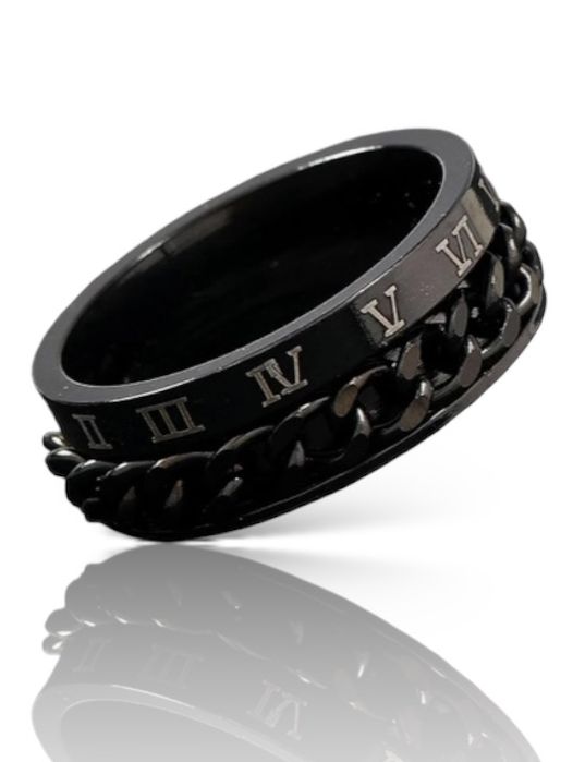 Obrączka Antystresowa Rotacyjna Kalendarz Czarna R.22