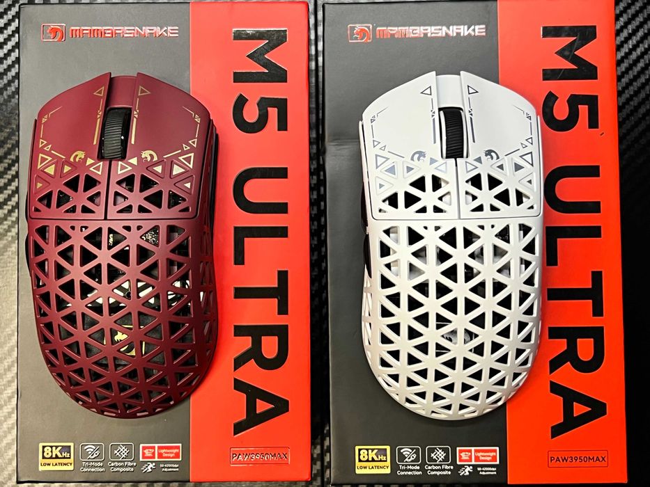 ‼️NEW‼️Mambasnake M5 Ultra White игровая мышка из карбона PAW3950MAX‼️