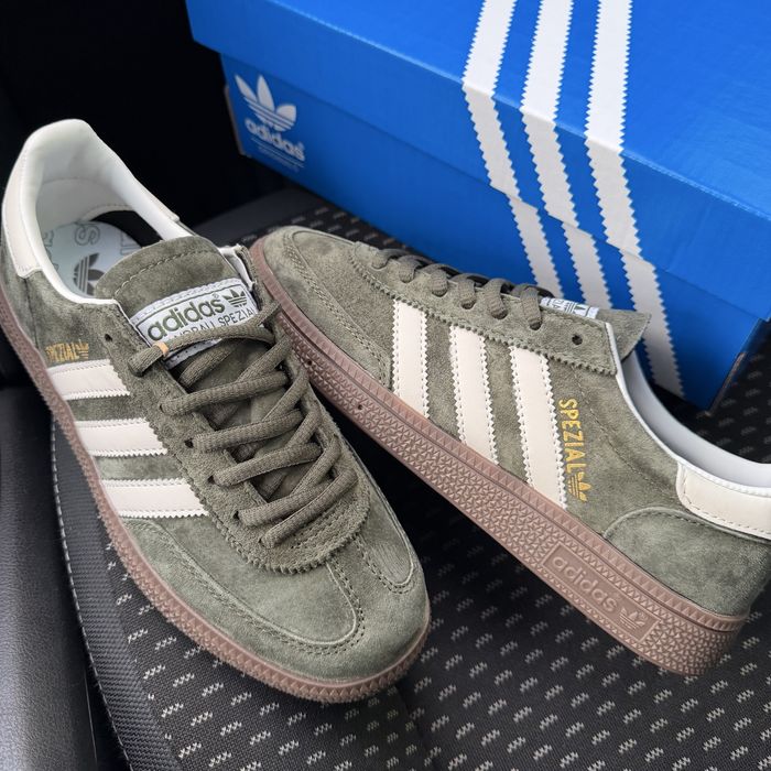 Чоловічі жіночі кросівки адідас спезиал хакі Adidas Spezial Khaki white замша