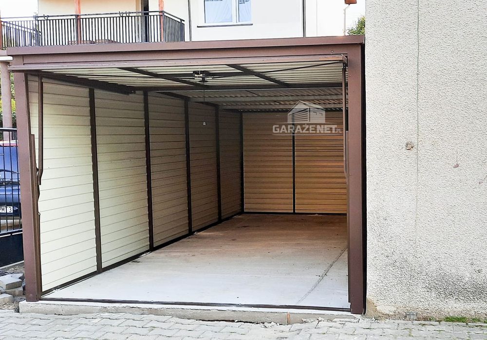 GARAŻ BLASZANY 3m x 6m Poziom - Spad Tył - Brama Uchylna 3x6 GB248