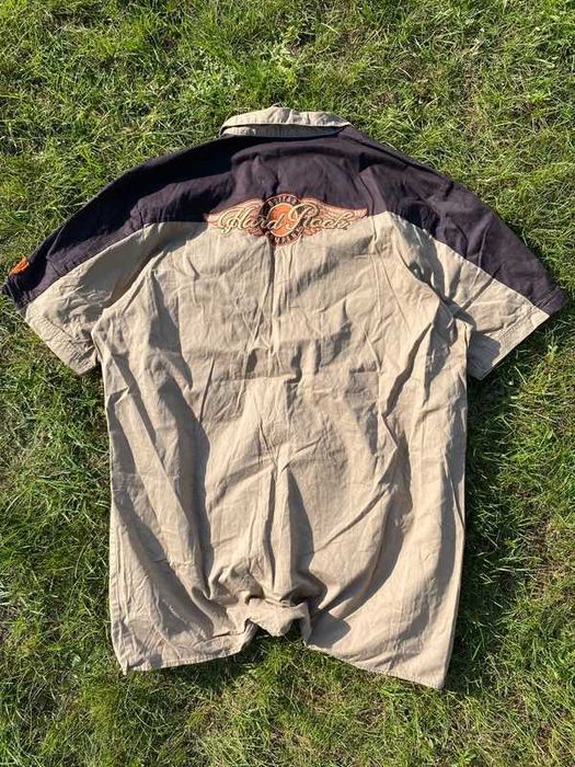 Koszula męska Hard Rock Café Venice vintage XL 2XL Brown brązowy haft