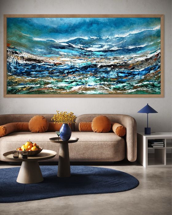 Obraz Abstrakcja 80x140cm, akryl. Okazja!