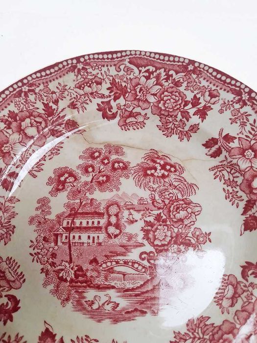 Antigo Prato Inglês Tonquin Desenho Gravado à mão Alfred Meakin