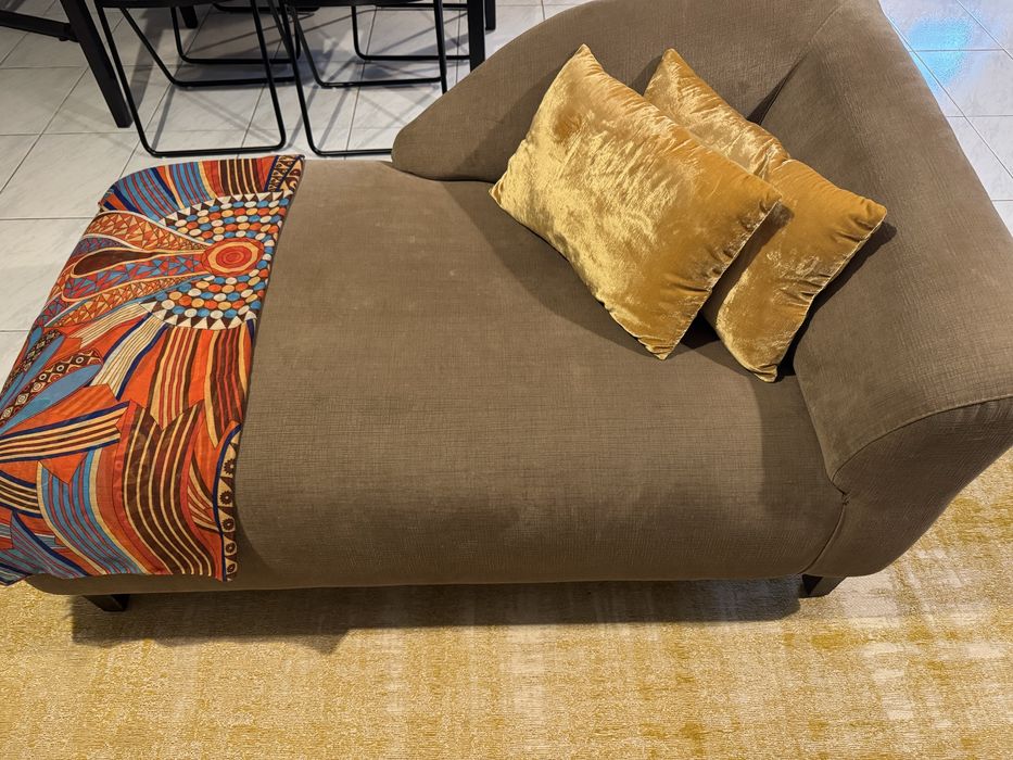 Chaise long - creme com wenge