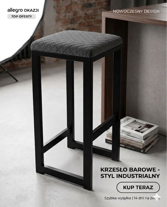 Hoker Taboret  Metalowy Loft duży wybór